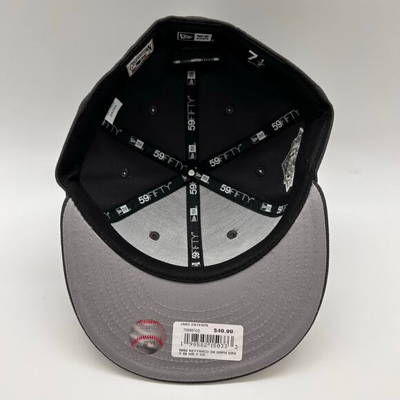 New Era 59Fifty New York Yankees Fitted Hat 7 1/2 Gray 1999 World Series MLB Cap - Picture 6 of 9
